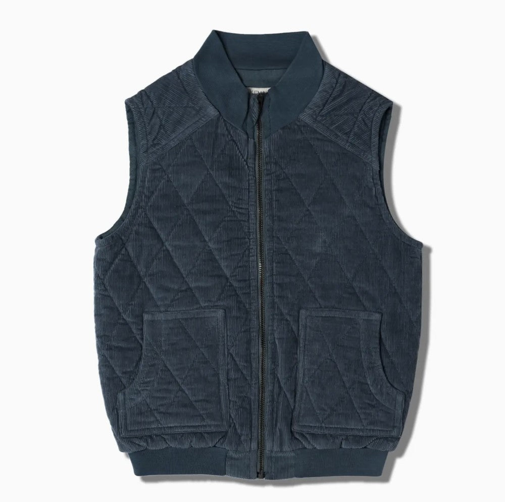Organic Sleeveless Quilted Corduroy Jacket - Hale Navy|6514