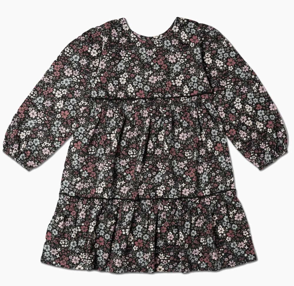 Organic Long Sleeve Tiered Dress - Bohemian Floral|6518