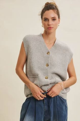 Cozy Sweater Vest HT. GREY|6398