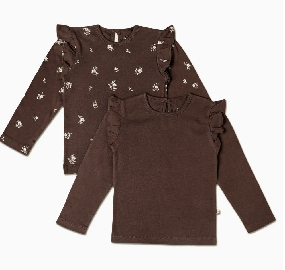 Organic Ruffle Long Sleeve - Brown|6520