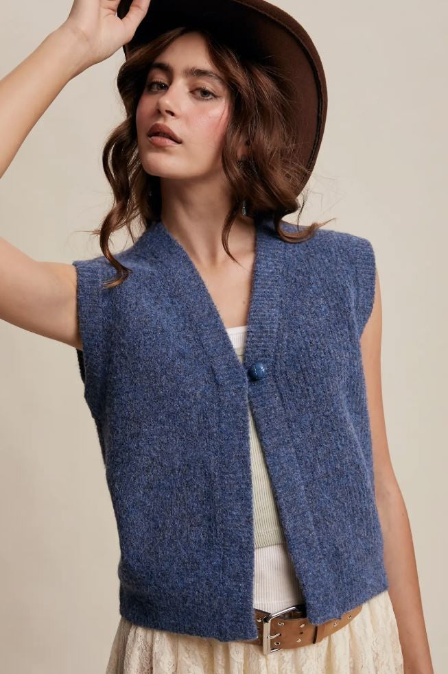 Cozy Knit Button Vest|6210