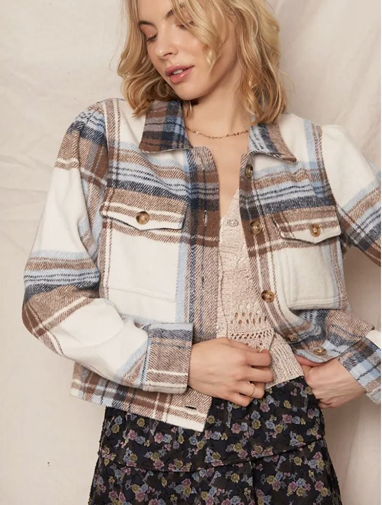 Plaid Button Down Jacket|6234