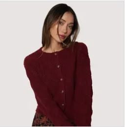 Fall Cable Knit Sweater- Burgundy|6348