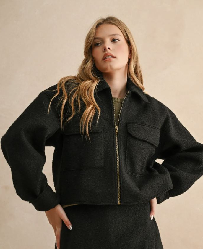 Zipper Closure Jacket black|6527
