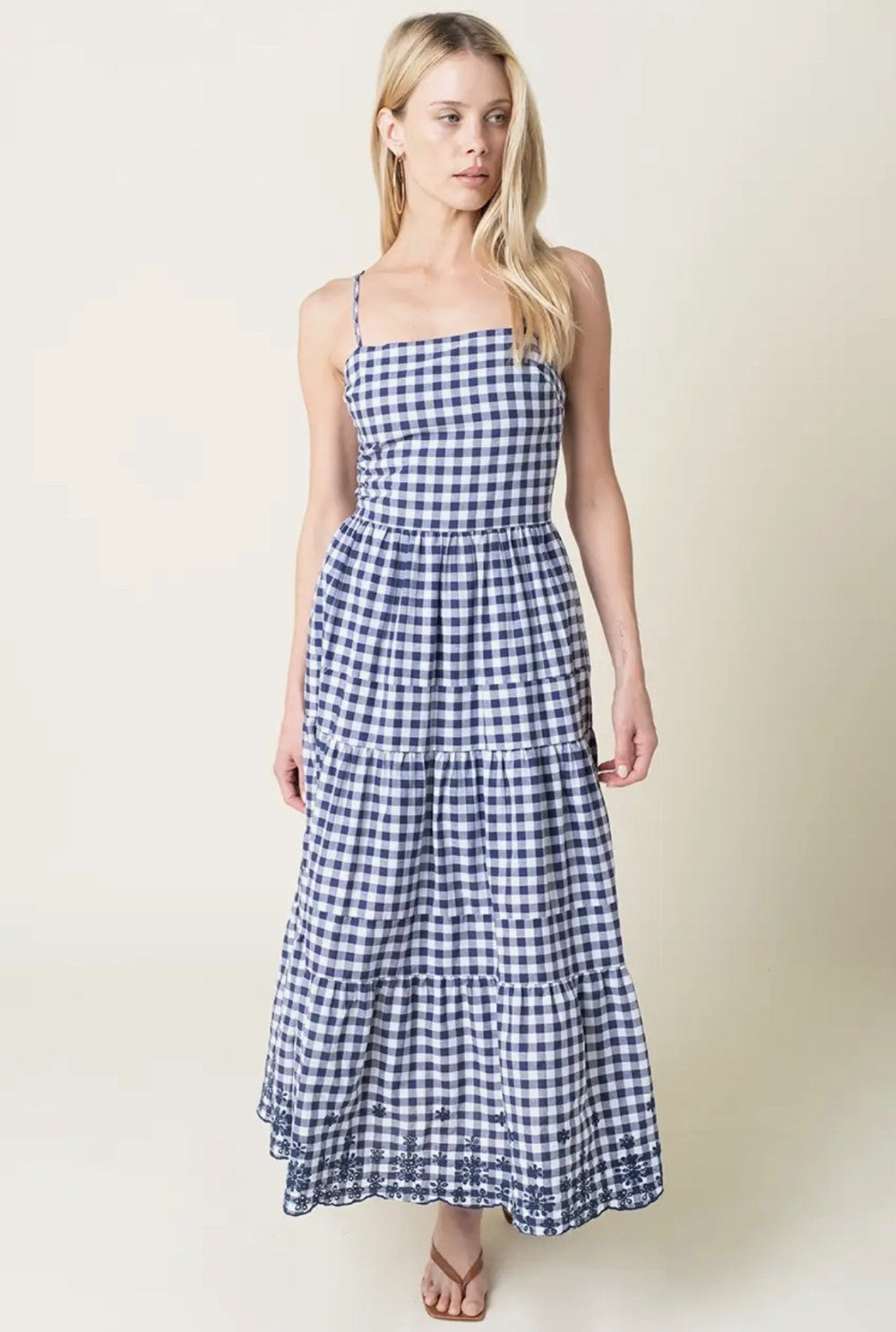 gingham blue dress|7748