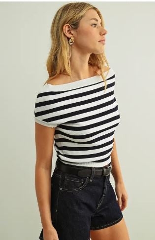 Cap Sleev Stripe  top|7436