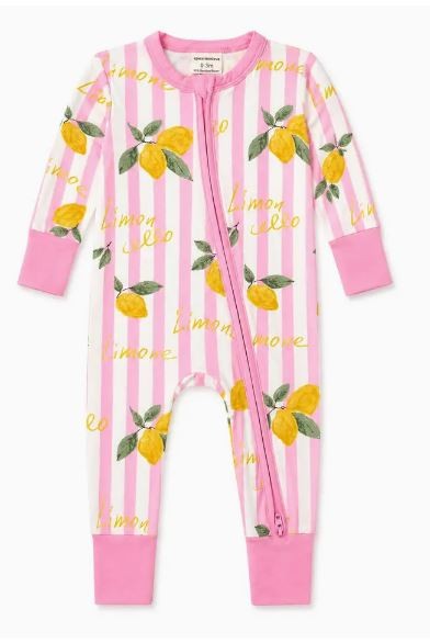 2-Way Zip Romper, Lemon Amore|7951