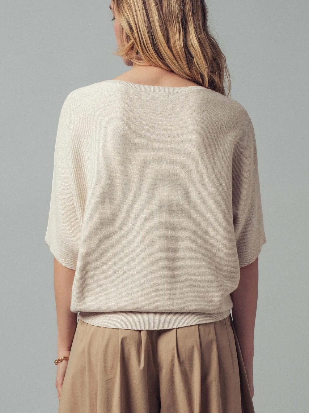 Dolman Sleeve Beige Sweater|8014