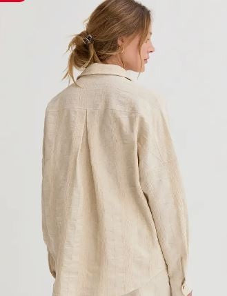 Striped Linen Button Shirt|7429
