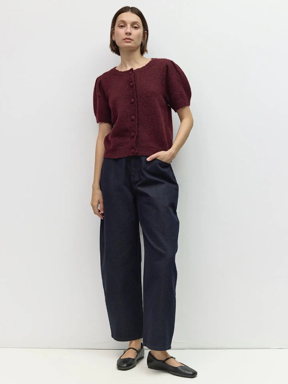 Short Puff Sleeve Cardigan|7986