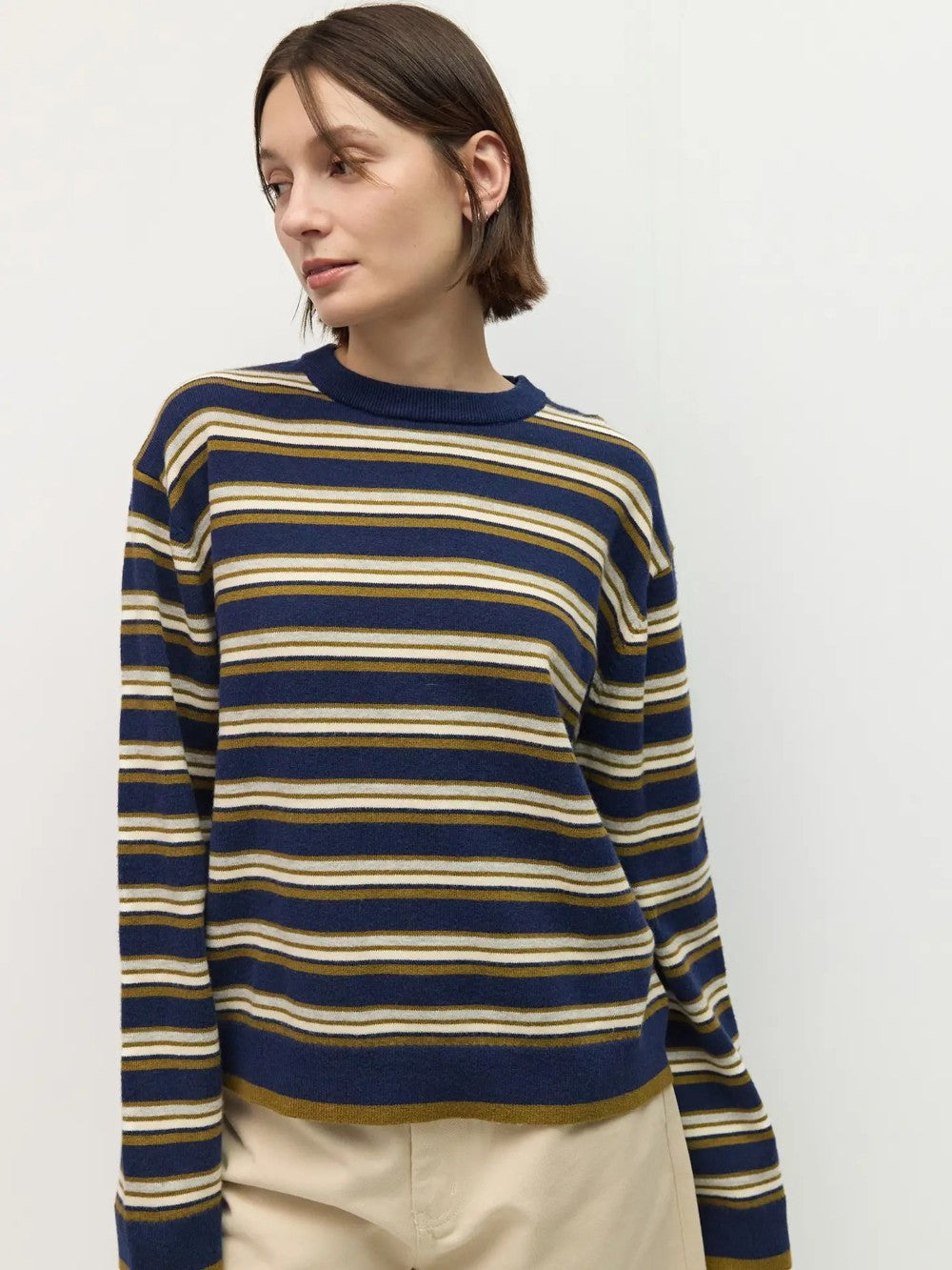 Relaxed Striped Crewneck Sweater|7996