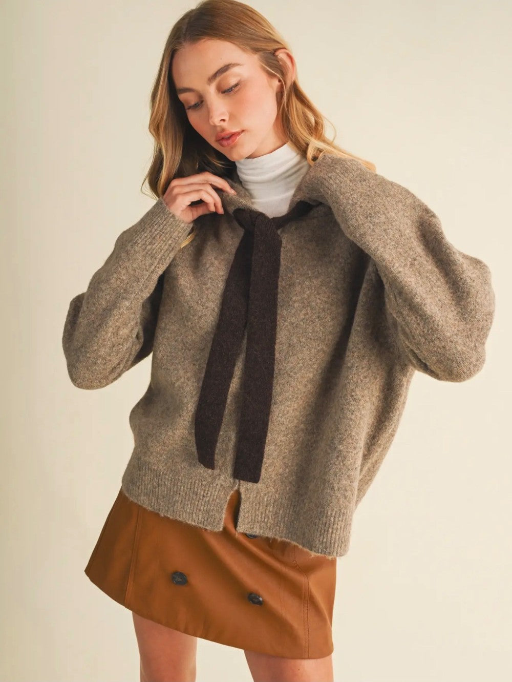 sweater hoodie with tie|8265