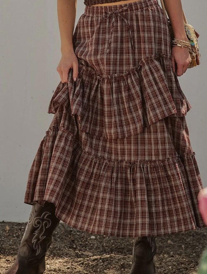 PLAID RUFFLE SKIRT|8237
