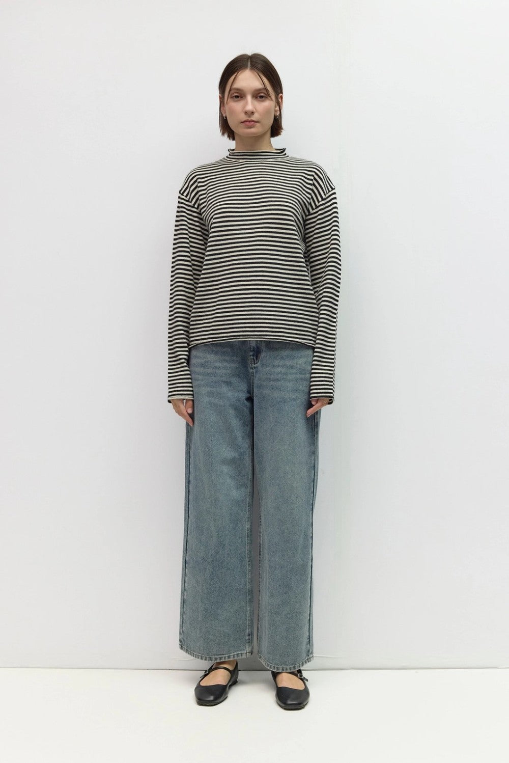 Striped Mockneck Sweater|7988