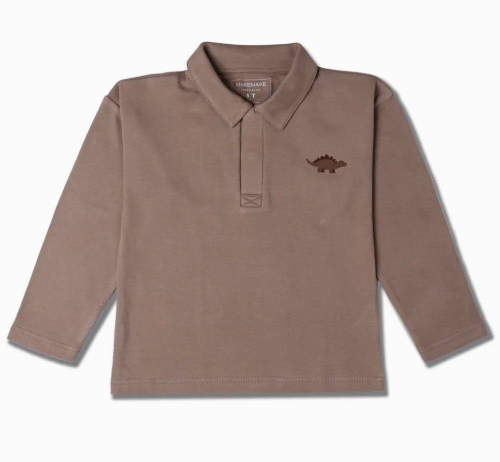 Organic Long Sleeve Polo - Taupe|6517