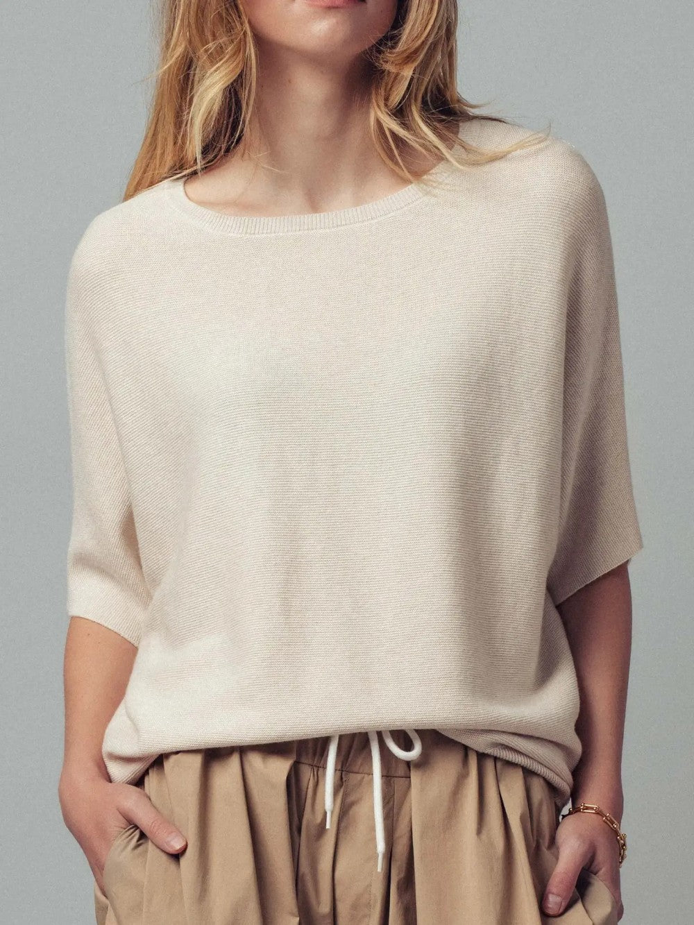 Dolman Sleeve Beige Sweater|8013