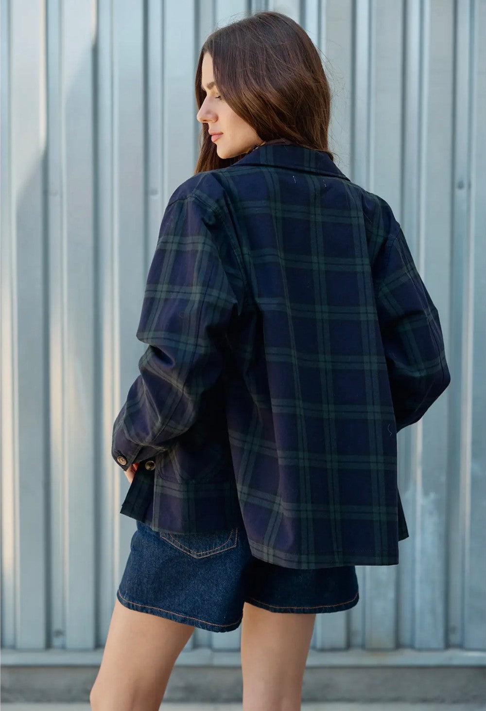 Navy plaid jacket|8233
