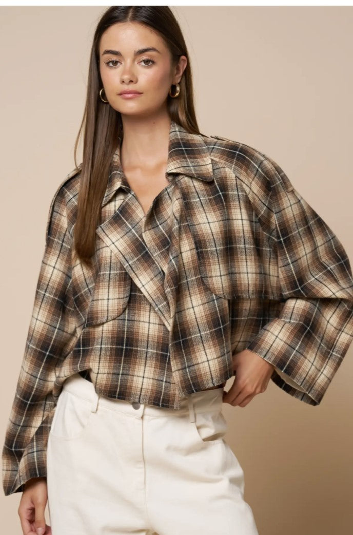 Cropped Plaid Jacket|8175
