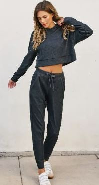 Ribbed Heather Hoodie and Pants Set|6172