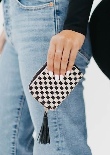 Wynona Woven Wallet checkered black|6426