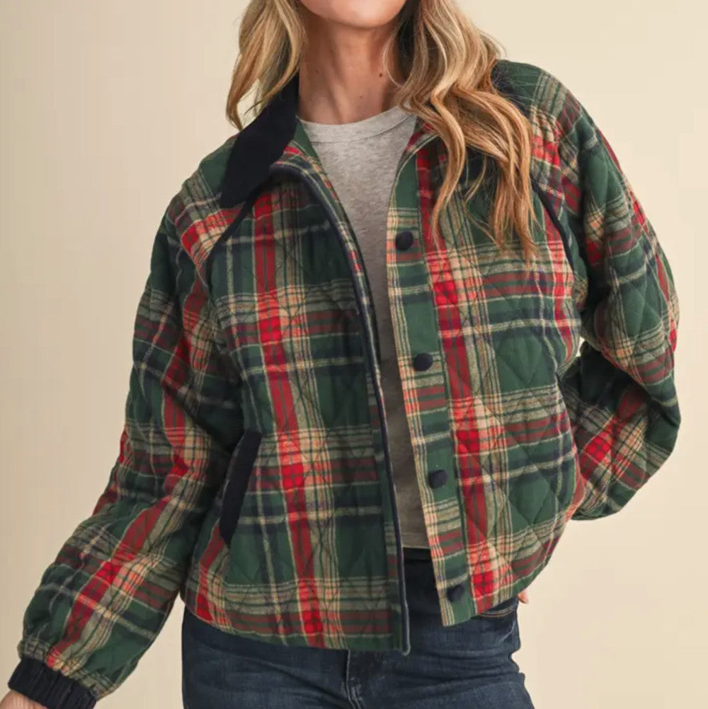 Plaid Quilted Jacket|8418