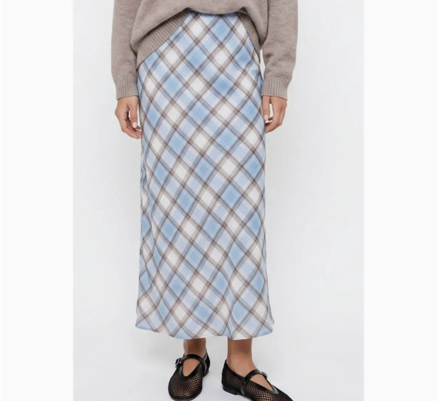 Sky/Choco Plaid Mini Skirt|8103