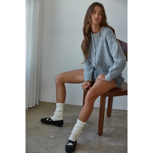 Round Neck Grey Sweater|6701