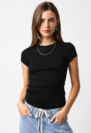 Ribbed Cap Sleeve Top|7646
