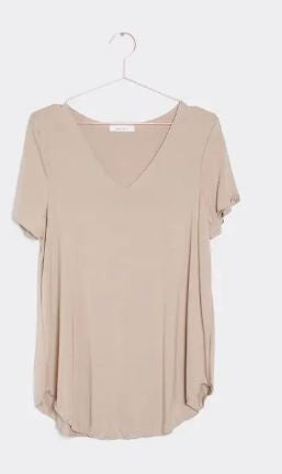 Short sleeve Solid Top biege|7672