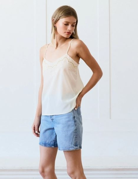 Lace Embroidered cami|7767
