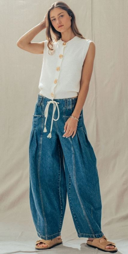 Rope Drawstring Balloon Pants|7817