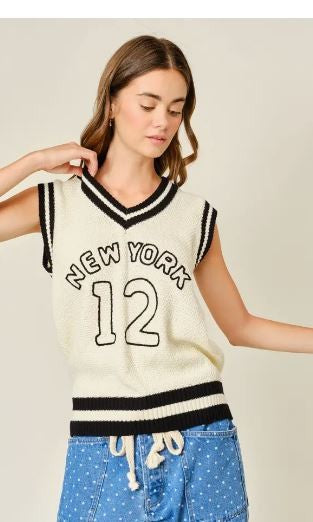Sporty V Neck Sweater Vest|7819