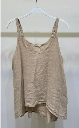 Linen Tank Top biege|7834