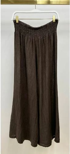 Linen Palazzo Pant choc brown|7848