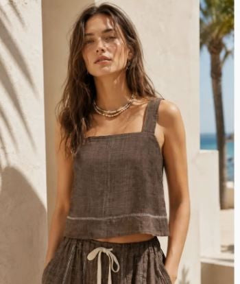 Linen Stitch Crop Top|7865
