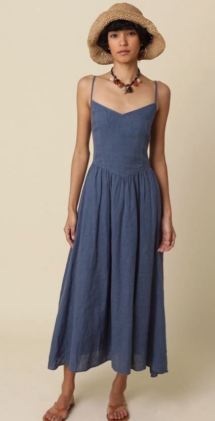 Jodi Linen Sleeveless Maxi Dress|7868