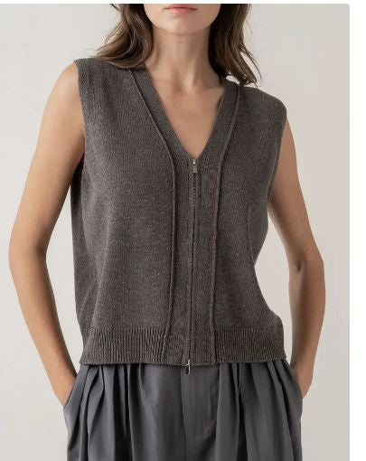 Two-Way Zip Knit Vest|7878