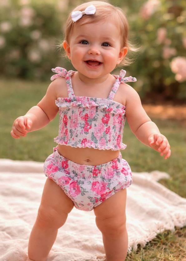 Ruffle Top & Bloomer, Pink Splendor|7955