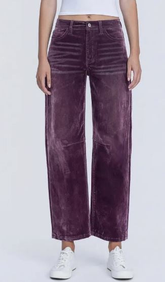 High Rise Velvet  Purple Barrel Jeans|8106