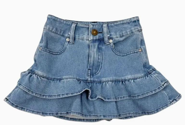 Tiered Denim Skirt|8168
