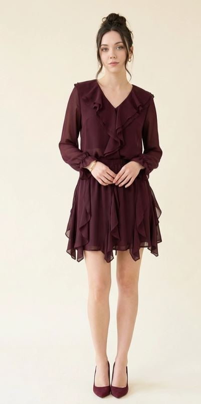 eggplant Ruffle skirt|8182