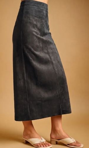 Suede Straight Skirt charcoal|8219