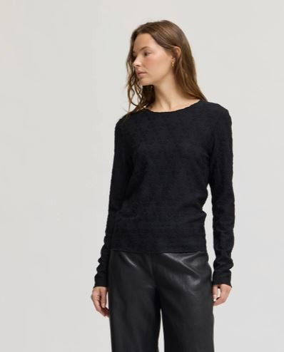 Plisse Jersey Top black|8231