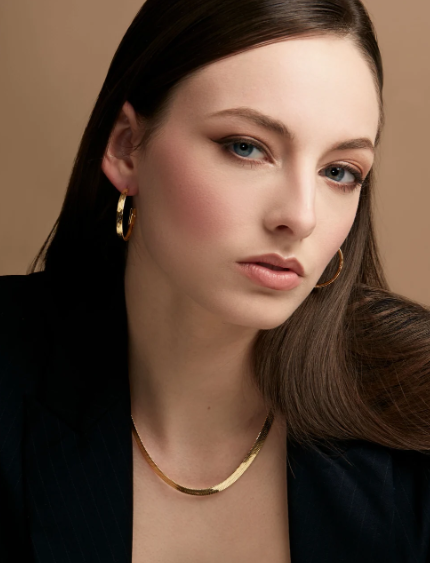 Gold Plated Herringbone Necklace|8429