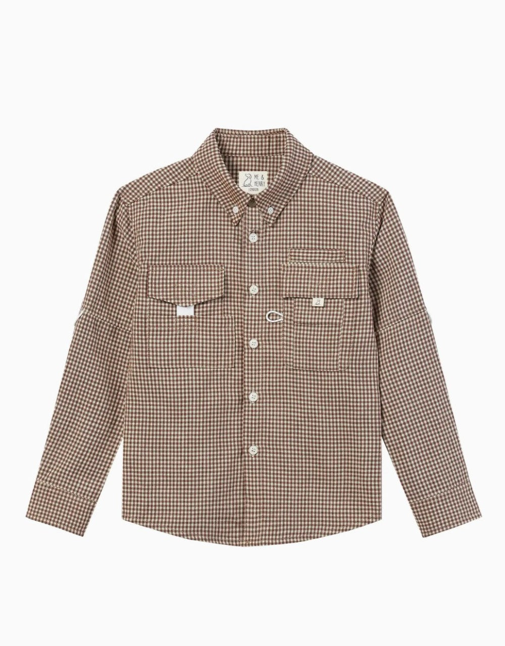 Brown/ Cream Plaid Button down|8316