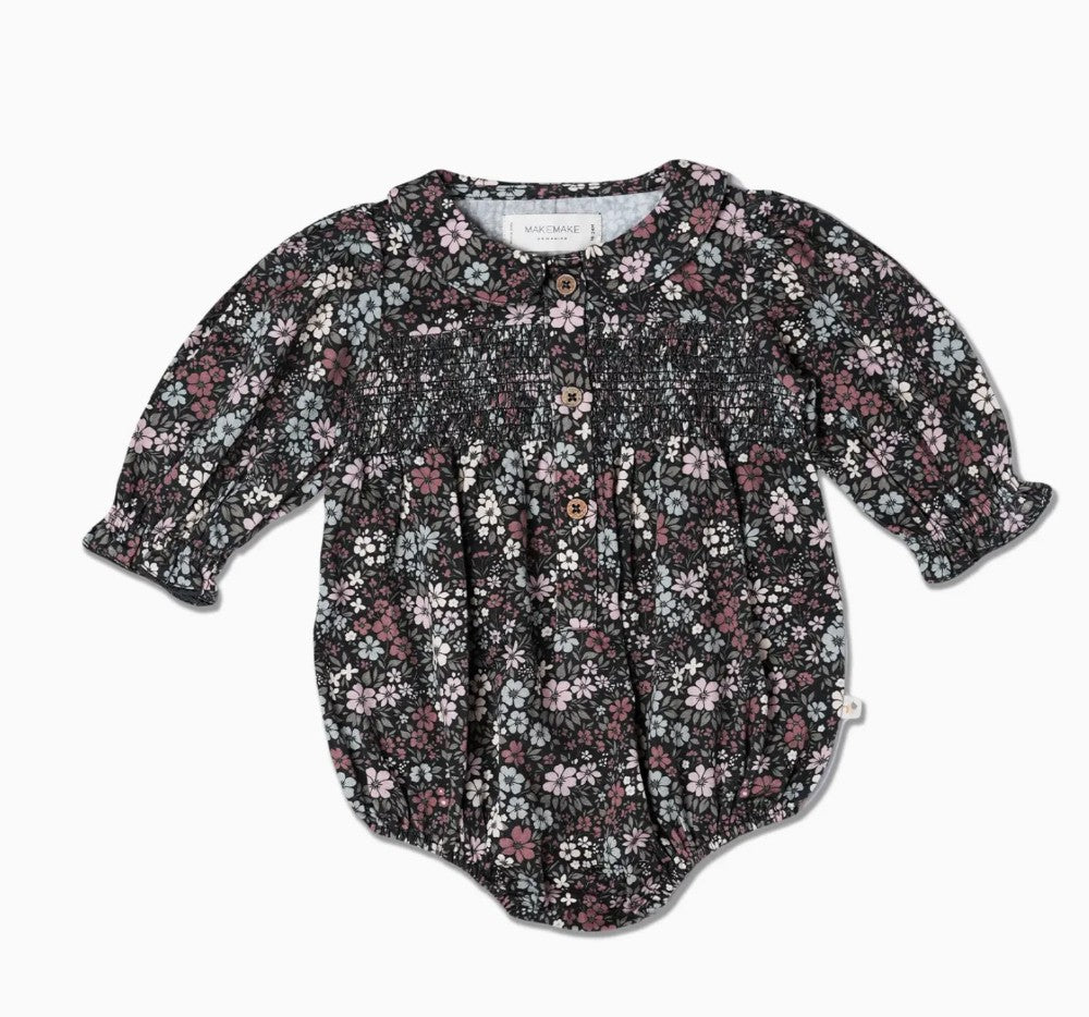 Organic Smocked Bubble Romper - Bohemian Floral|6519