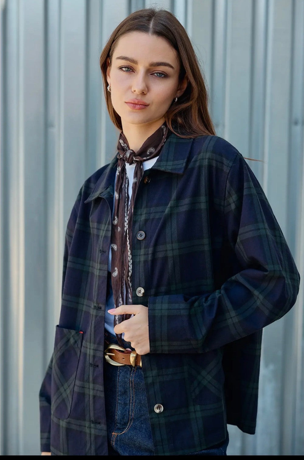 Navy plaid jacket|8235