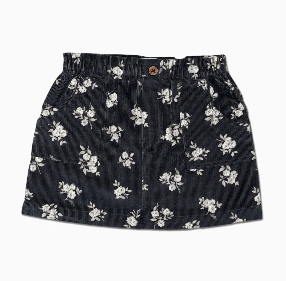 Organic Corduroy Skirt - Navy Bloom|6501