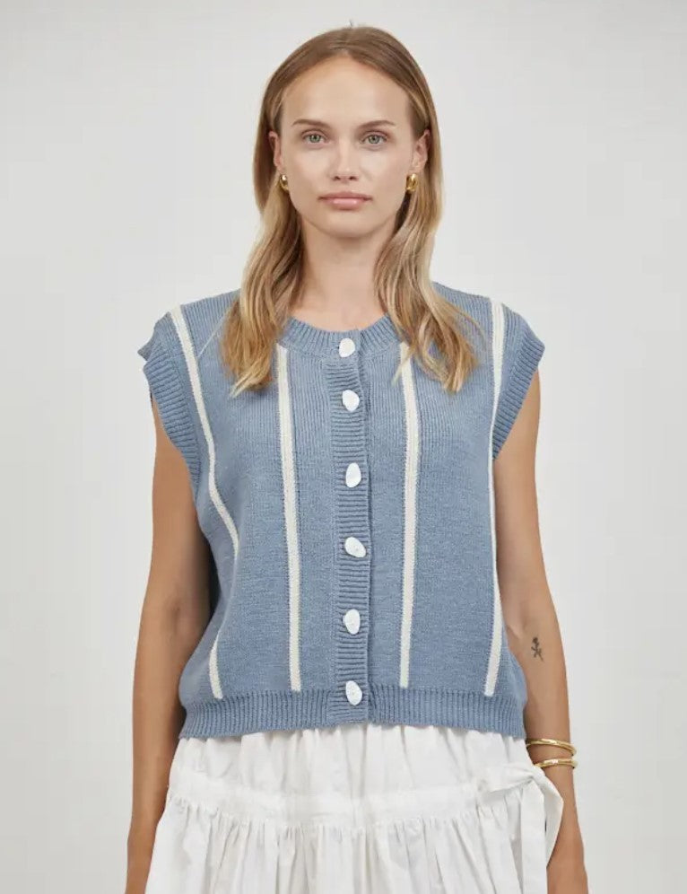 blue stripe Vest Top|7958