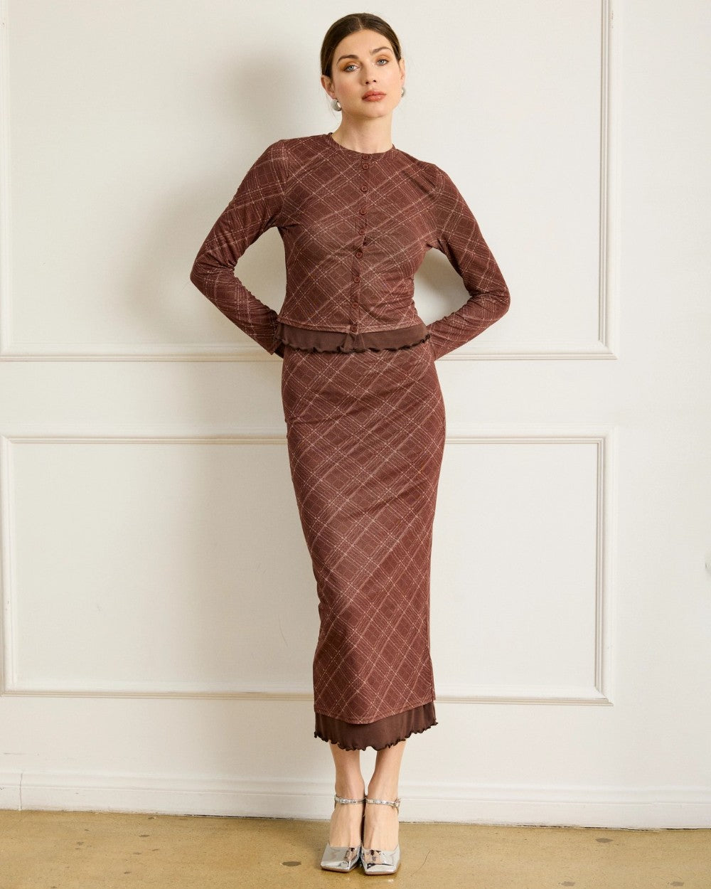 Richard Plaid Midi Skirt|7998